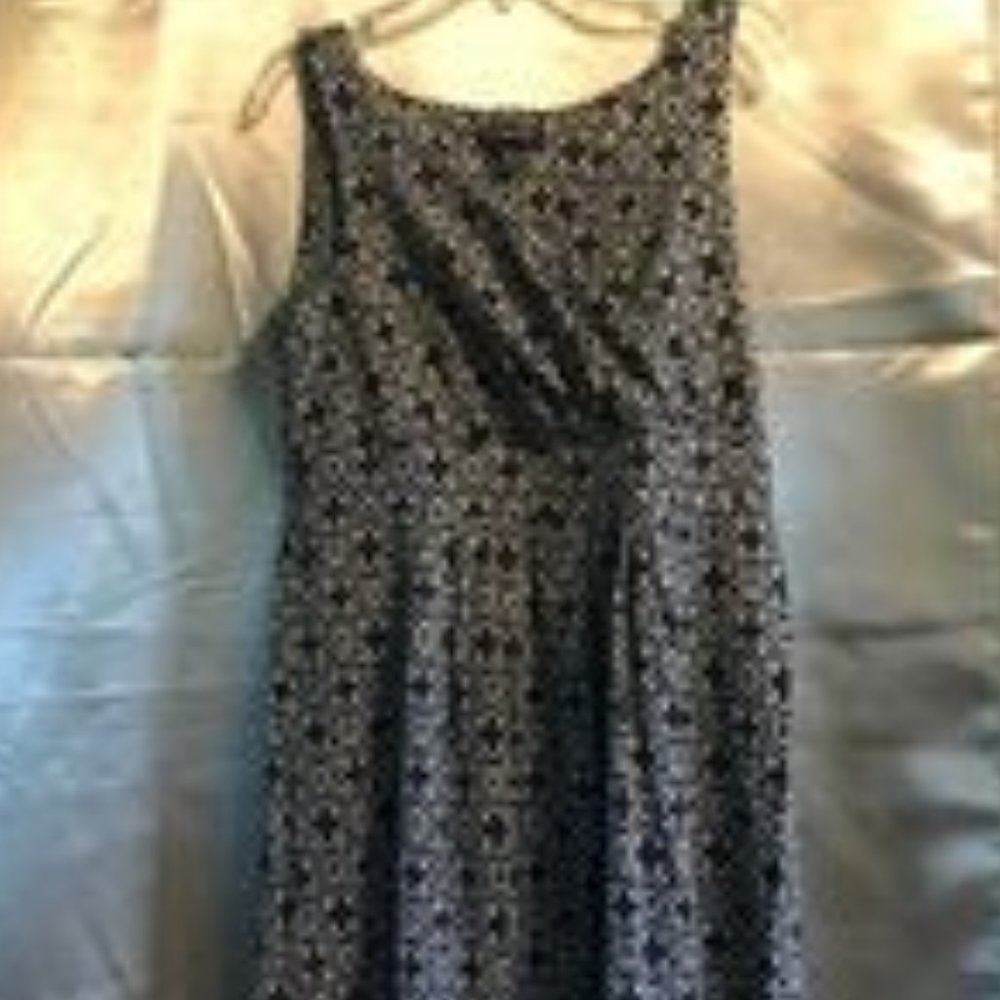 Land's End blue and white patterned dress